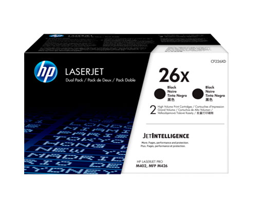 [CF226XD] HP 26X 2-pack High Yield Black Original LaserJet Toner Cartridges
