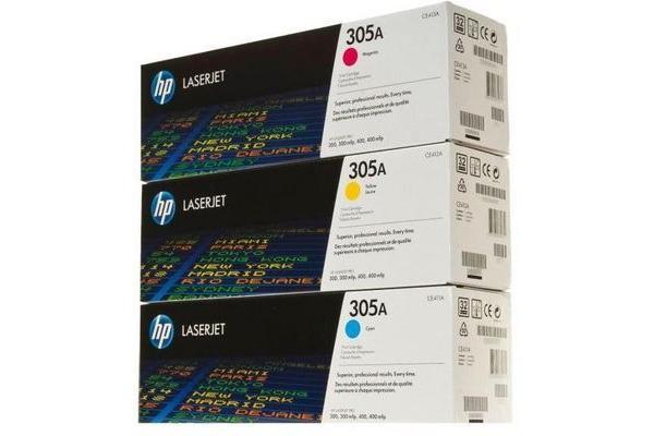 [CF370AM] HP 305A 3-pack Cyan/Magenta/Yellow Original LaserJet Toner Cartridges